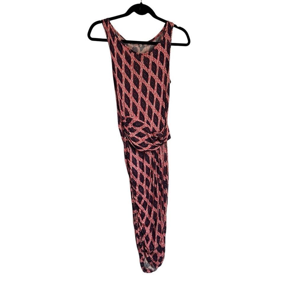 Rachel Rachel Roy Dress Womens Size Small Pink Navy Diamond Print Sleeveless